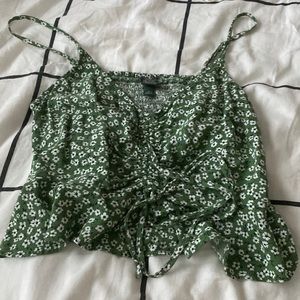 green and white floral spaghetti strap top